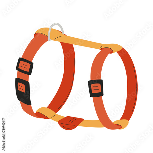 Soft harness for small dogs or cats. A pet care item. A flat vector illustration isolated on a white background.