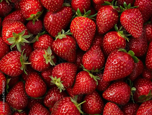 Lush ripe strawberries gathered in abundance creating vibrant red background epitomizes freshness and sweetness closeup of juicy organic berries offers visual feast of healthy and delicious fruit