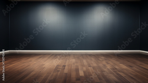 empty room with dark walls and wood floor © Yuwarin