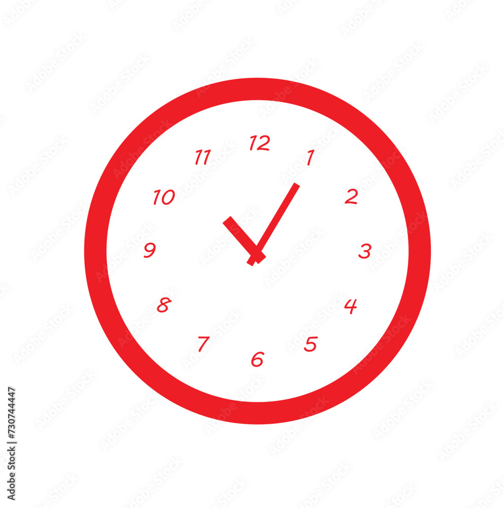 Clock icon in flat style, timer on color background. Vector design element Clock icon in flat style, timer on color background. Vector design element