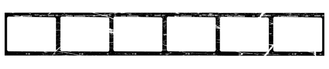 Film strip texture with blank space, png isolated background. Old grunge movie film long strip, vintage filmstrip