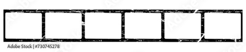 Film strip texture with blank space, png isolated background. Old grunge movie film long strip, vintage filmstrip