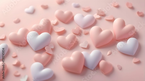 Pastel hearts, delicate background for Valentine's Day greeting card and celebration of love