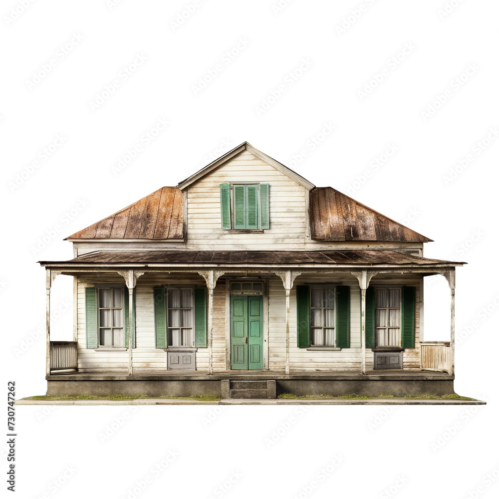 Colonial Saltbox house isolated on transparent background
