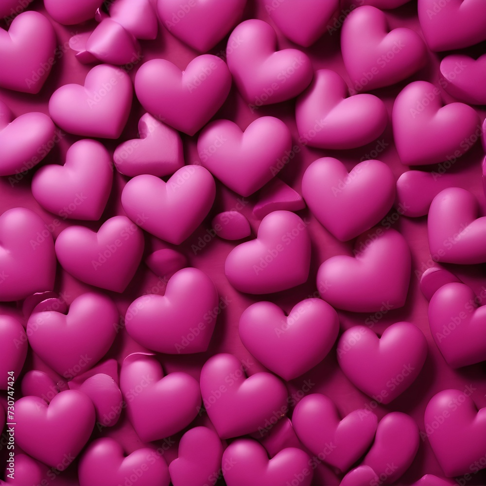 fuchsia colored hearts, background for Valentine's Day greeting card and celebration of love