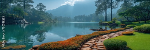 Beautiful View Mae Fah Luang Park, Background Banner HD photo