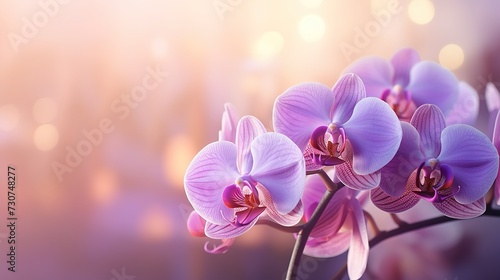 Orchid Flower On Blurred Background. Decoration, Love Concept, generative ai