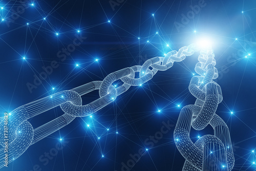 Abstract digital chains connection illustration background