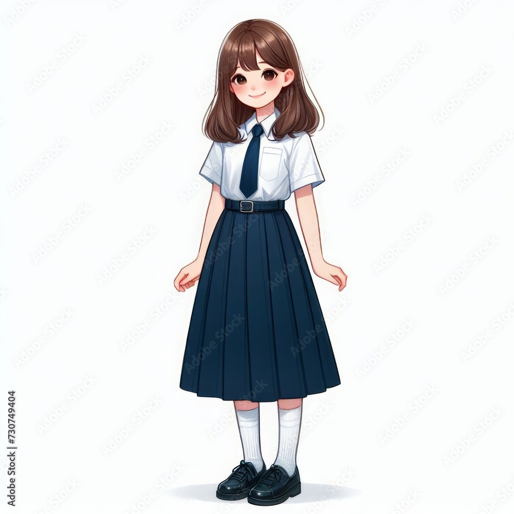 2d watercolor illustration of a child wearing an Indonesian junior high school uniform 2d watercolor illustration of a child wearing an Indonesian junior high school uniform