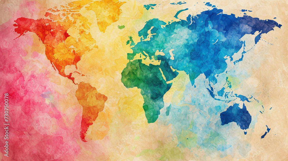 Obraz premium Colored art world map