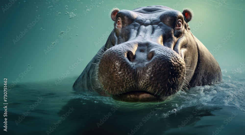 Fototapeta premium Common hippopotamus or hippo (Hippopotamus amphibius) showing aggression