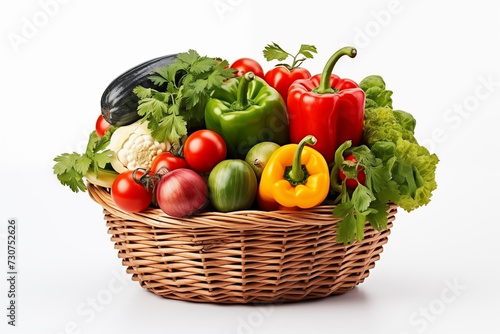 Composition of vegetables on white background