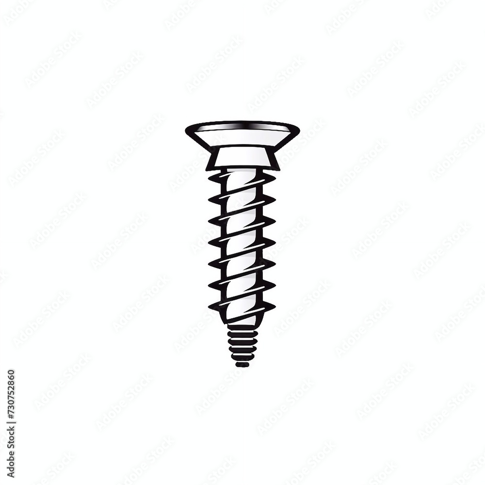 Icon drawn self-tapping screw. The concept of a working tools store, a hardware store. On a white background Icon drawn self-tapping screw. The concept of a working tools store, a hardware store. On a white background