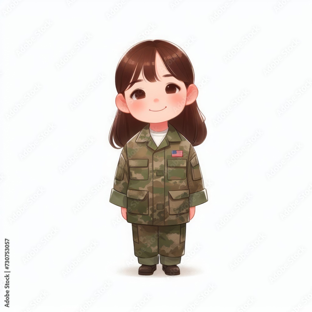 2d watercolor illustration of a child wearing a soldier's uniform 2d watercolor illustration of a child wearing a soldier's uniform