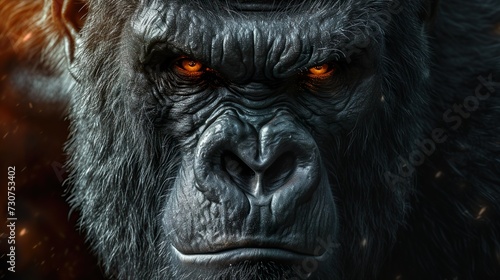 Close-up face of gorilla made with Ai generative technology photo