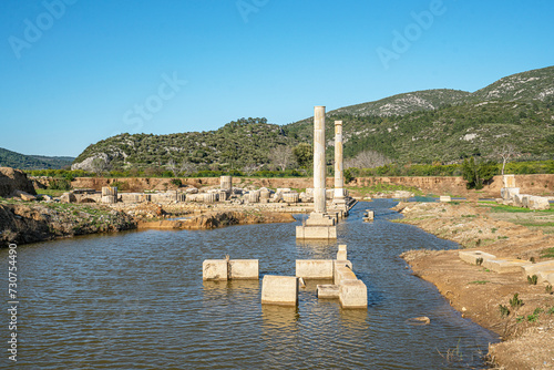 Scenic views of Claros (Klaros, Clarus), which was an ancient Greek sanctuary on the coast of Ionia. It contained a temple and oracle of Apollo, honored here as Apollo Clarius, İzmir photo