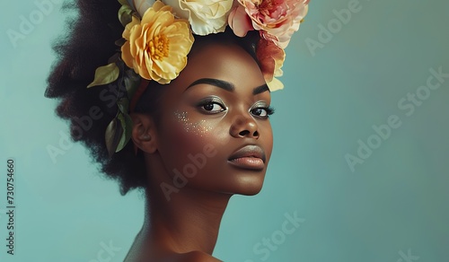 Woman Wearing Flower Crown photo