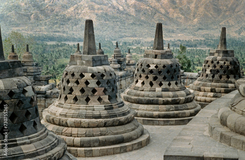 Borobudur Temple Yogyakarta Java Indonesia in the eighties. 