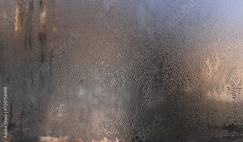 Wet glass condensation. water drops background photo