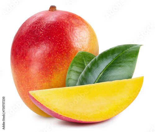 Mango fruit with leaf isolate