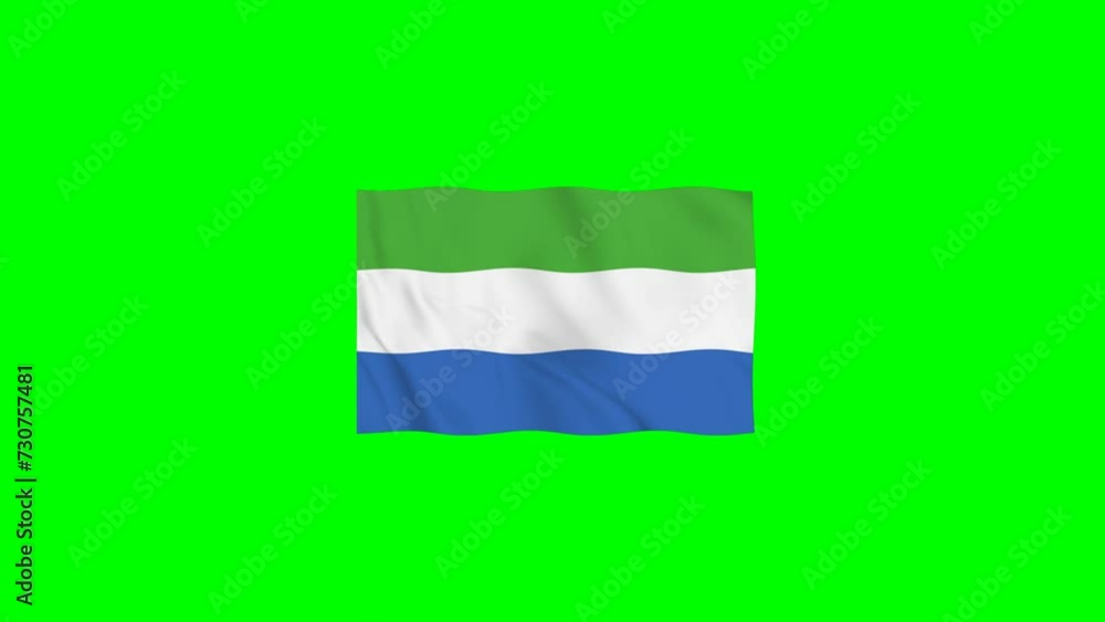 Sierra Leone Waving Flag Animation loop 4K Resolution on Green Screen Sierra Leone Waving Flag Animation loop 4K Resolution on Green Screen
