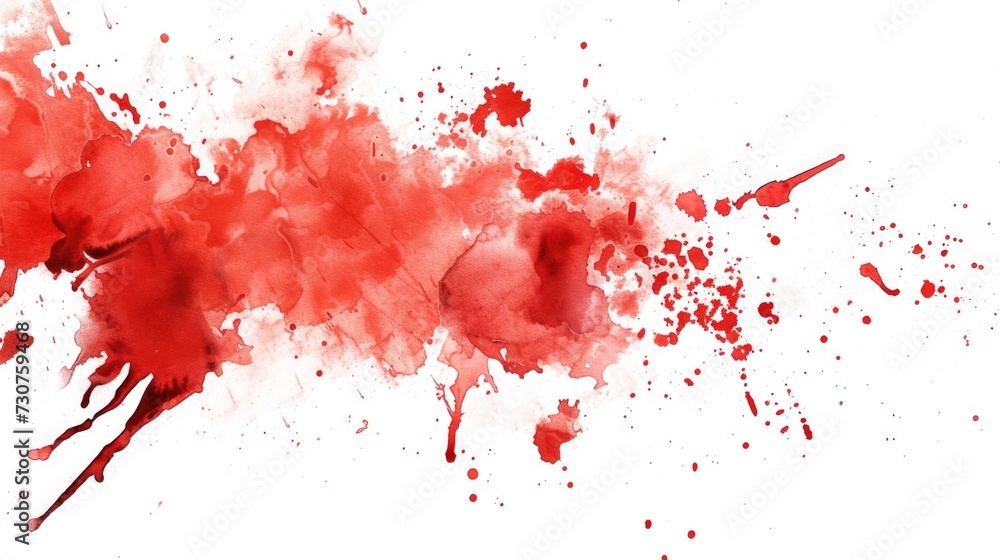 A red ink splatter on a clean white background. Suitable for design projects and creative concepts