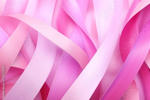 A close-up view of a bunch of pink ribbons. This image can be used to represent breast cancer awareness or to add a feminine touch to various designs