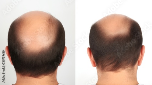 Two pictures of a bald man in different poses. Versatile images suitable for various uses