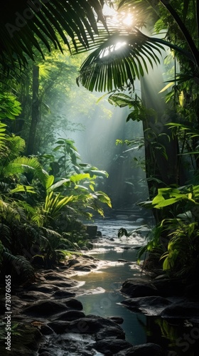 realitic jungle background  beautiful light  for  instagram 