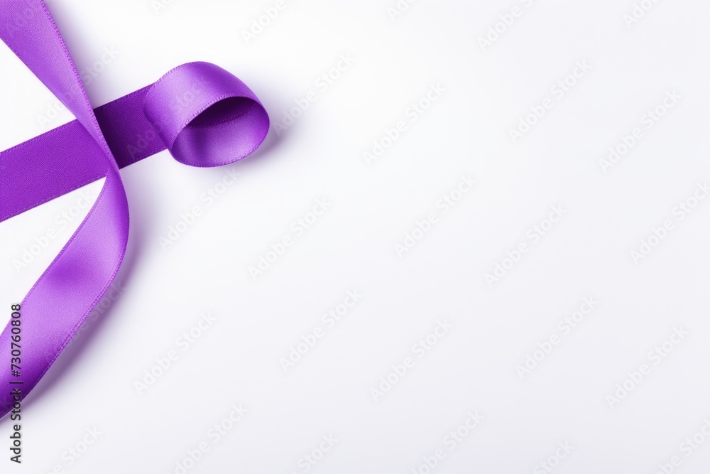 A simple and elegant purple ribbon placed on a clean white surface. Perfect for adding a touch of color and sophistication to various projects and designs A simple and elegant purple ribbon placed on a clean white surface. Perfect for adding a touch of color and sophistication to various projects and designs
