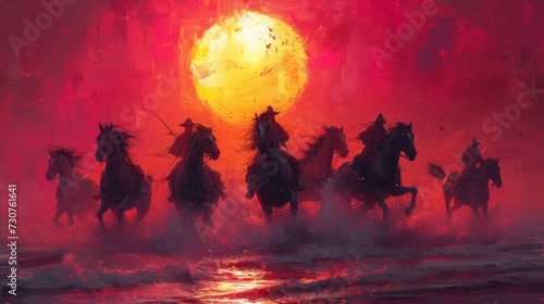 The seven horses sunrise painting, according to Vastu Shastra photo