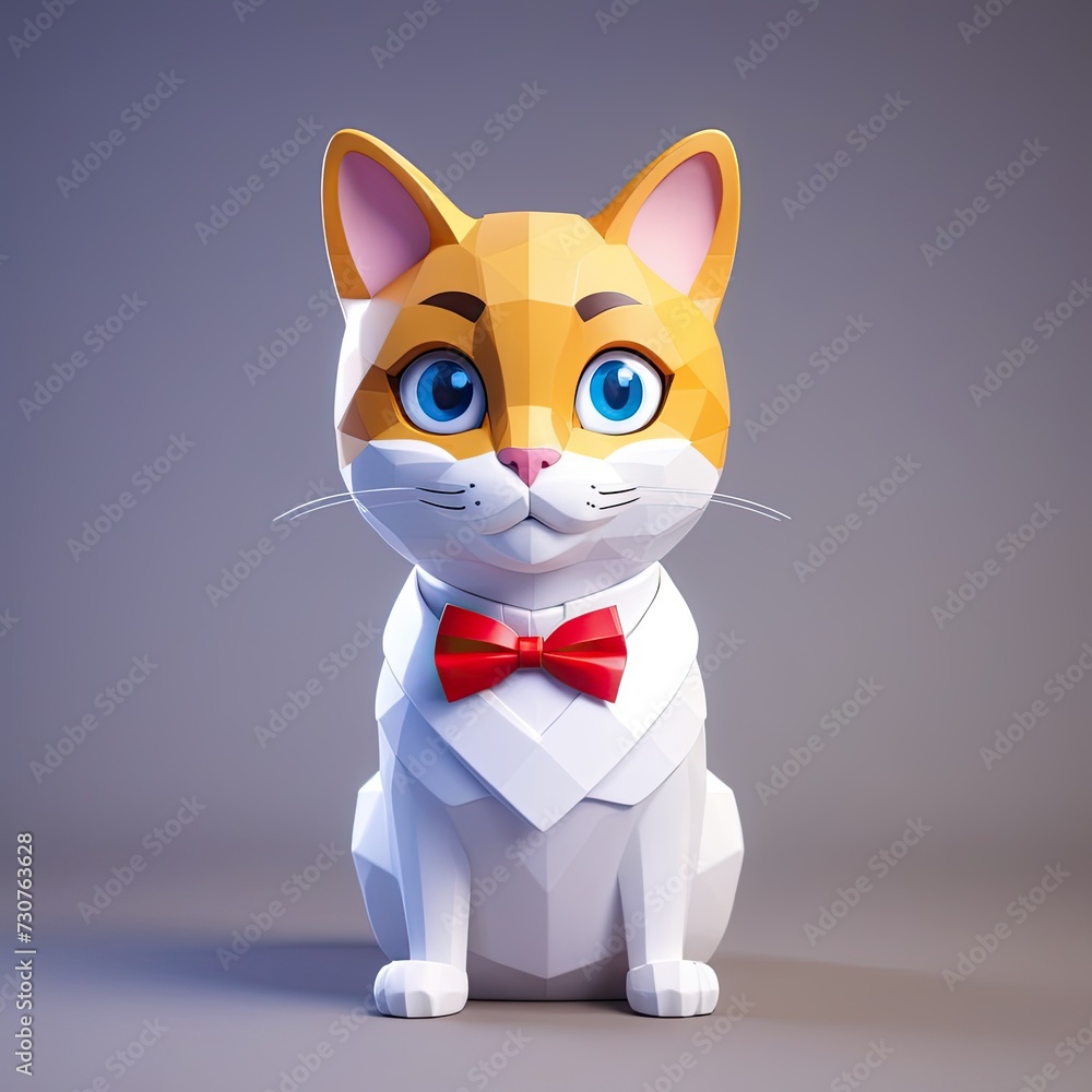 Fototapeta premium low poly animal cat cosplay human character