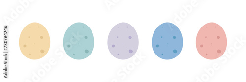 Set of cute Easter eggs isolated on white background. Flat cartoon vector illustration. Easter theme.