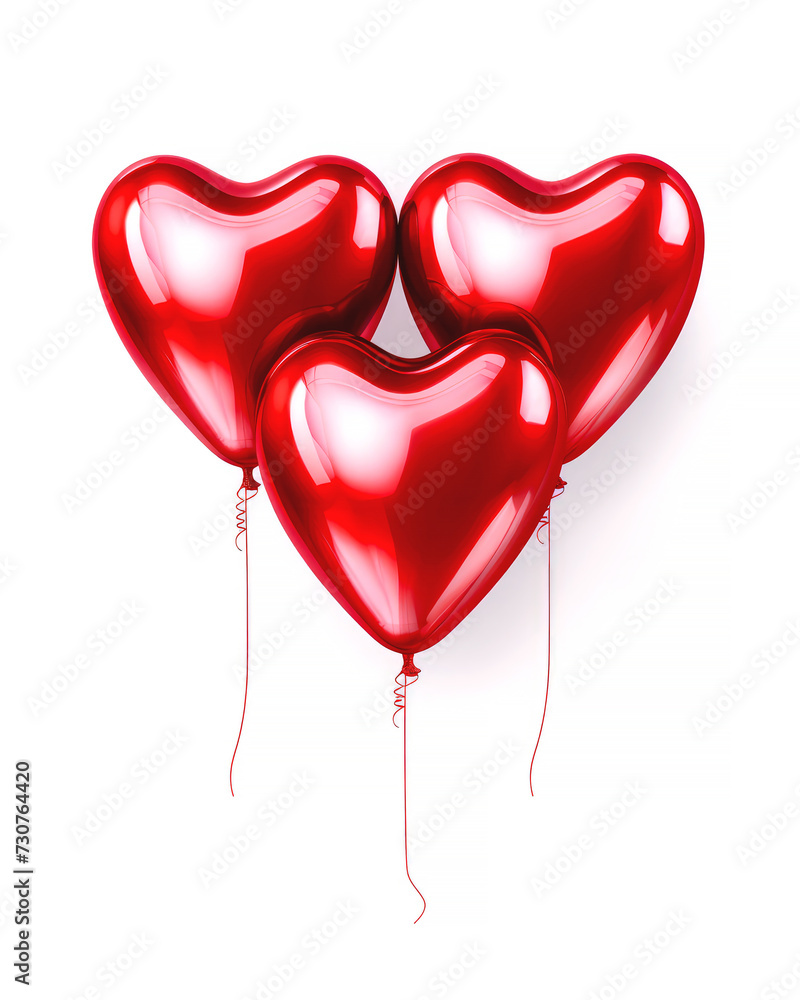 A heart balloon bouquet on white background. Valentine's day design.