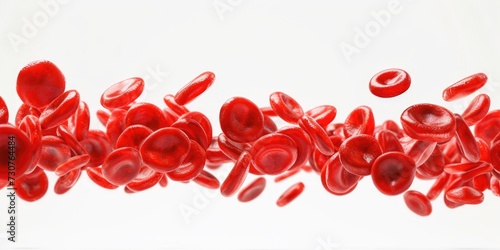 Red blood cells in motion, captured mid-flight. Ideal for medical and scientific projects
