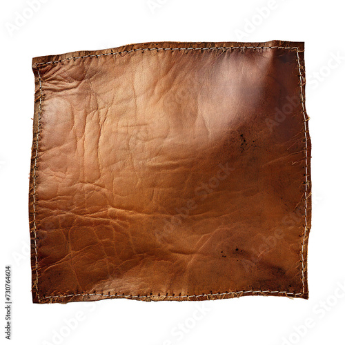 Rough patch of leather isolated on transparent background Generative Ai