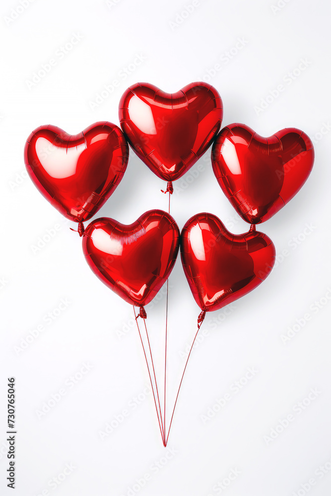 A heart balloon bouquet on white background. Valentine's day design.