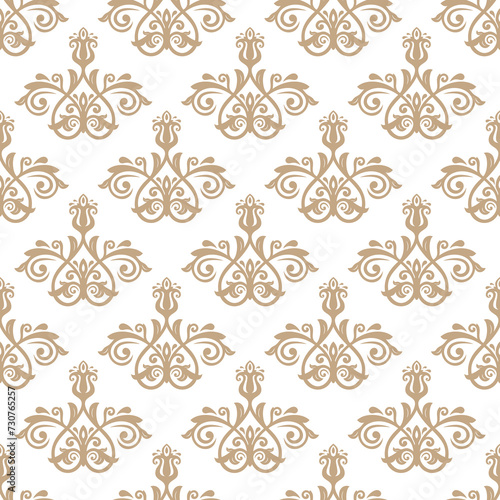 Classic seamless pattern. Damask orient golden and white ornament. Classic vintage background. Orient pattern for fabric, wallpapers and packaging