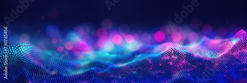 Wavy digital dots background. A fusion of science and modern technology, illustrating dynamic connections and futuristic energy in vibrant gradient colors photo