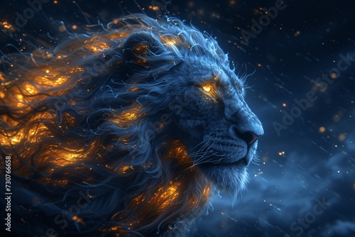 Lion s Den  A Glowing  Fire-Filled Night Generative AI