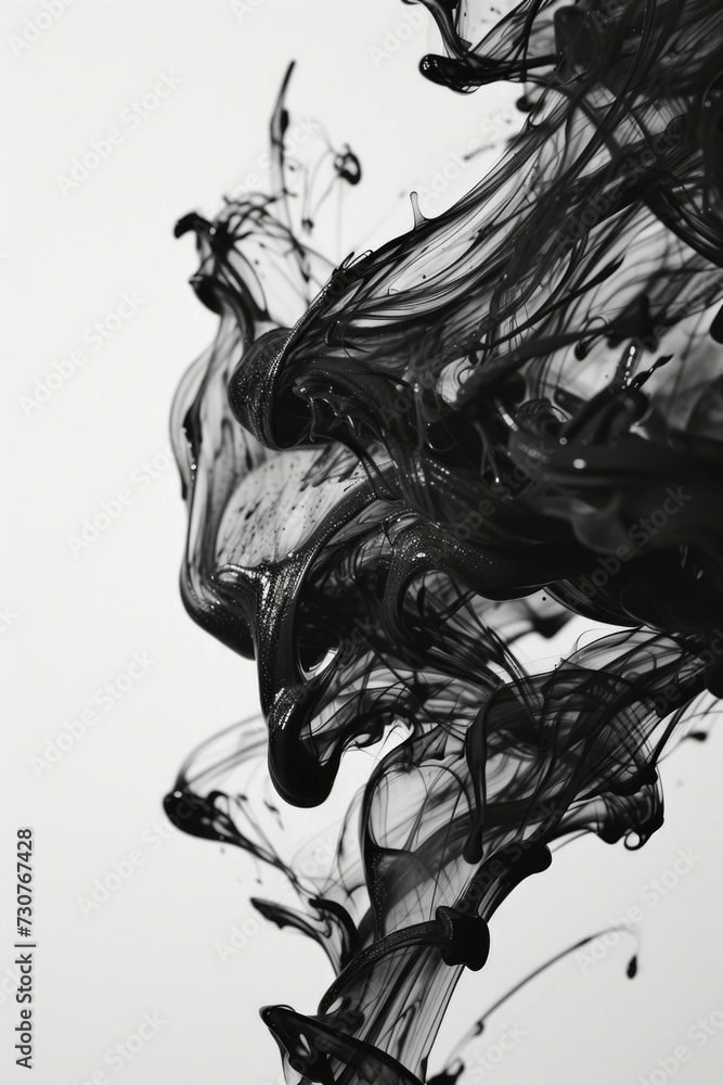 A captivating black and white photo capturing the mesmerizing patterns created by ink dispersing in water. Perfect for various creative projects