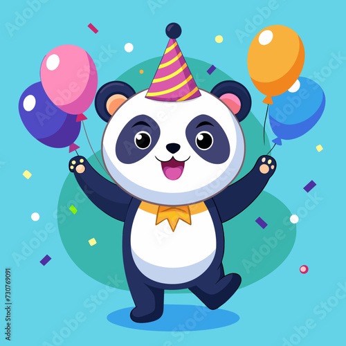 Cute panda celebrating party cartoon