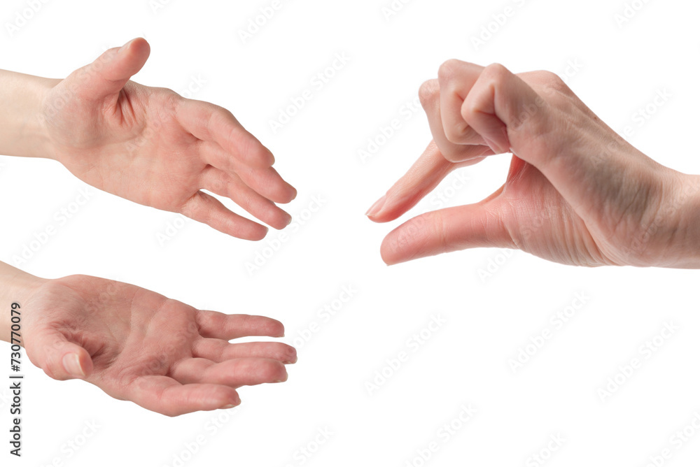 Woman hand isolated on a white background. Woman hand isolated on a white background.