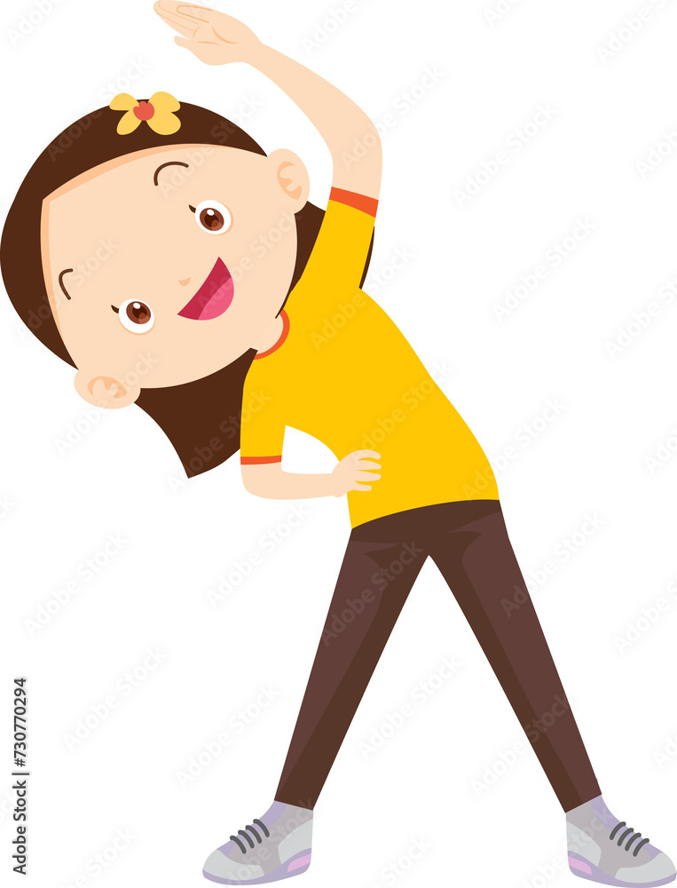 Fototapeta premium cute girl exercise actions to move the body healthy