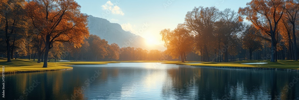 Golf Course Near Lake Mondsee Under, Background Banner HD