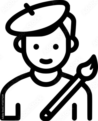 Man artist avatar character line icon. sign, symbol, vector, art