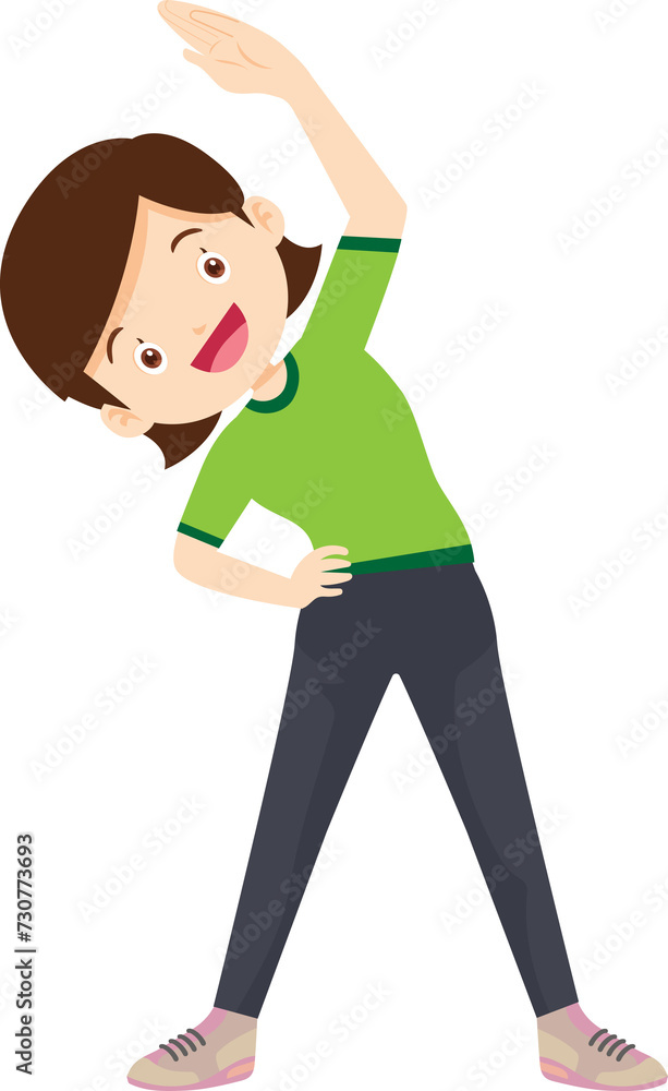 young woman exercise actions body healthy