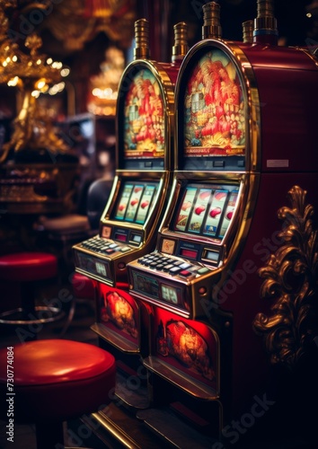 Slot machines in the casino. Gambling. Generative AI.
