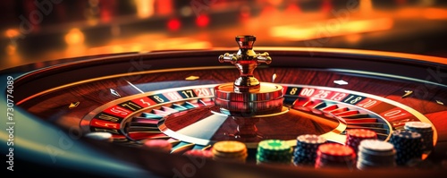 Close-up of roulette in the casino. Gambling. Generative AI.