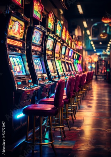 Slot machines in the casino. Gambling. Generative AI.